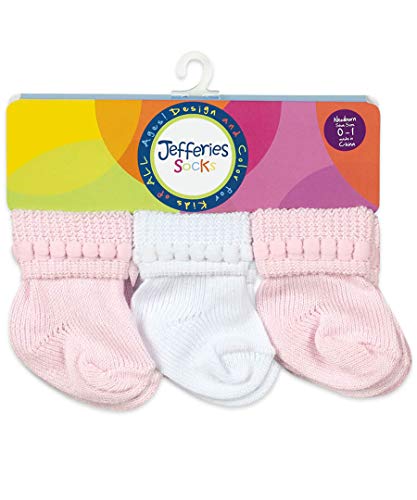 Jefferies Socks Baby Girls Boys Rock-A-Bye Bootie Socks 6 Pack, White/Pink, 0-9 Months3