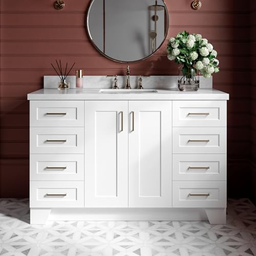 ARIEL 55" White Bathroom Vanity 1.5" Edge Italian Carrara Marble