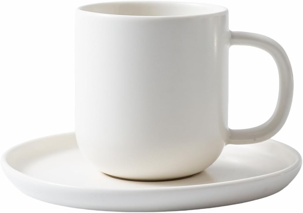 Set of 1 Espresso Cups And Saucers In Stronger Porcelain 3.5oz,Mini Coffee Mugs Demitasse Cups