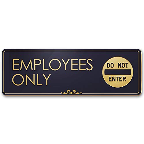 Plaque de porte Employees Only au design élégant noir et doré gravé laser