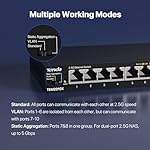 Tenda 2.5Gb Ethernet Switch | 10 Port 2.5G Network Switch | 8 x 2.5G Ports & 2 x 10G SFP+ | Plug & Play | Unmanaged Switch | Desktop/Wall-Mount | Metal Design | VLAN & Static Aggregation (TEM2010X) - Image 4