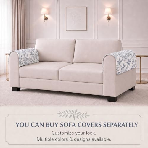 Image of STITCHNEST 'Frostvine Collection' Sofa Armrest Cover | Cotton Quilted Fabric, Washable & Durable for Modern Living (18 x 22 Inches)
