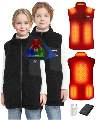 Gilet chauffant en polaire pour enfants CYCYHEAT avec batterie 7,4V pour garçons et filles