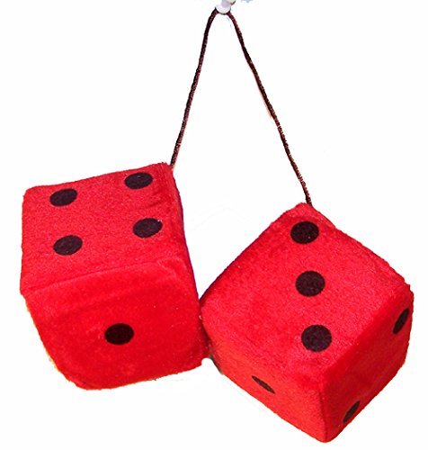 Large Red 3 Inch Plush Fuzzy Soft Dice - Great for Hanging on Rearview Car Mirror