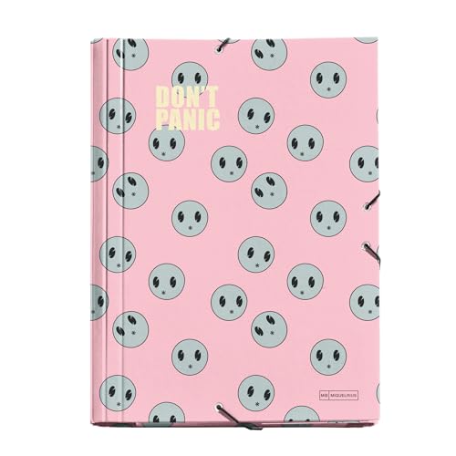Miquelrius - Carpeta con solapas A4, 250 x 340 x 20 mm, Cartón rígido, Cierre con goma, Colección Don't Panic