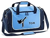 Mein Zwergenland Sporttasche Kinder Praktisch kompakt & robust Sporttasche mit Namen Kampfsport als Aufdruck Farbe SkyBlue Blau 38 L Stauraum die perfekte Sporttasche für Kinder