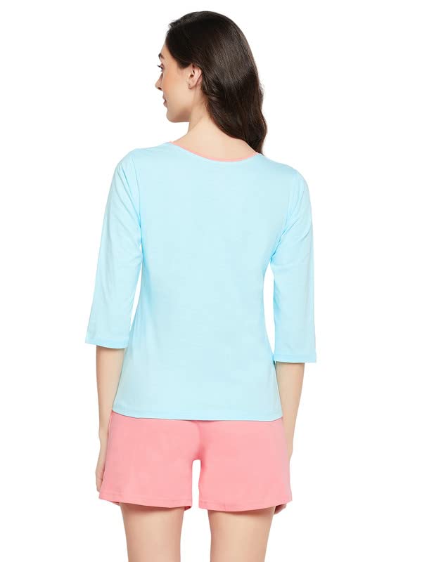 Image of Clovia Women's Cotton Print Top and Shorts Set