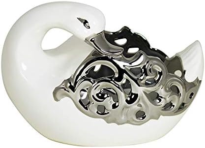 Essential Decor Entrada Collection 10"x7.25"x6" Ceramic Swan Vase