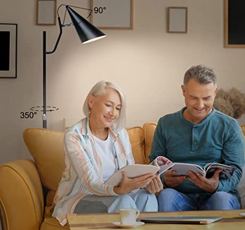 Ganroght Industrial Floor Lamp Black, Adjustable Height & Head Standing Reading Lamp, 3 Color Temperature Rustic Floor Lamp With Heavy Marble Base, Modern Floor Lamps For Living Room, Office,Bedroom #TOP2