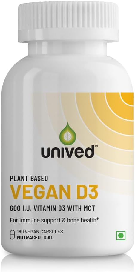 Unived Plant-Based Vitamin D3 from Lichen with Medium Chain Triglycerides (Capsule, 180 Servings)