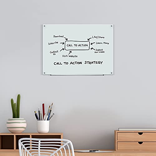 Image of AmazonBasics Glass Dry-Erase Board - Frosted, Non-Magnetic, 1.21 x 0.91 m