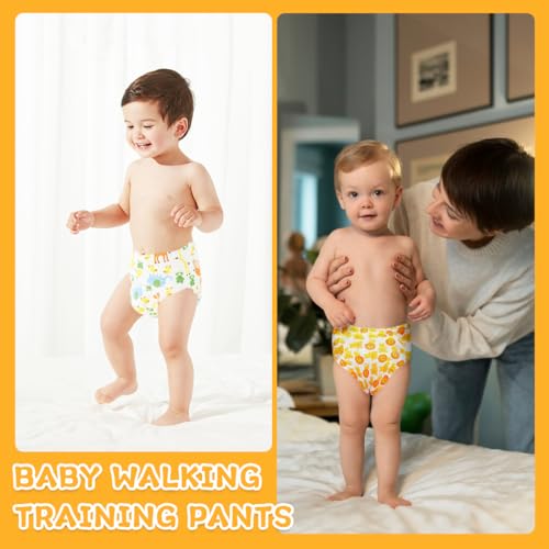 Image of SNOWIE SOFT 2Pcs Potty Training Pants for Toddler, Washable Diapers for New Born Baby, Breathable Cotton Learning Training Pants, Padded Underwear for Babies Baby Pants for 7.5-10 kg 12 to 15 Months