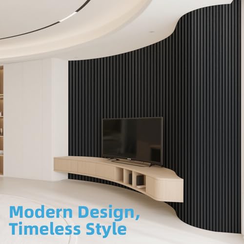 Image of Art3d Roll-Flat Design Acoustic Wood Slat Wall Panel, 1-Pack, Blackwood