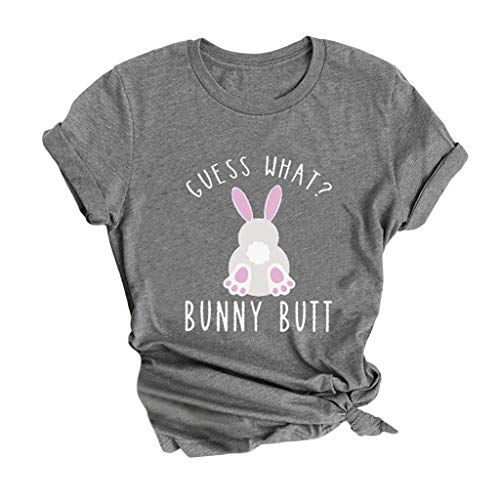Women's Happy Easter Bunny Graphic Printing Tees Summer Round Neck Short Sleeve T-Shirts Tops