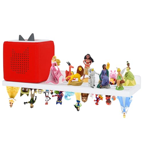 PHOENANCEE for Tonies Shelf Magnetic,for Toniebox Figures Storage Display Shelf (30-36 Character),Wall Floating Shelves Wooden,Compatible Charging Station for Children Kid's Room,Oak,1 Tier