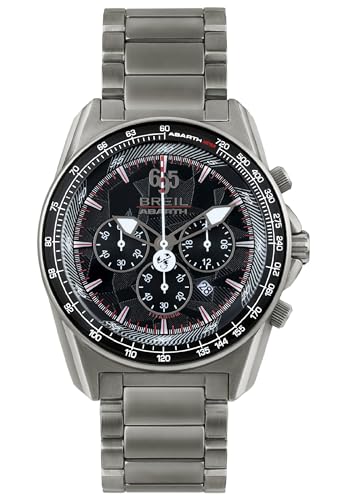 BREIL Reloj Men's Abarth Esfera MONOCROMÁTICA Negro, Movimiento CRONÓGRAFO Cuarzo Rojo y...