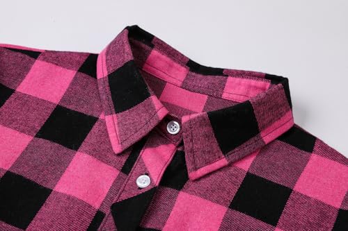 Image of SANGTREE Women and Girls Long Sleeve Flannel Casual Button Down Plaid Shirt