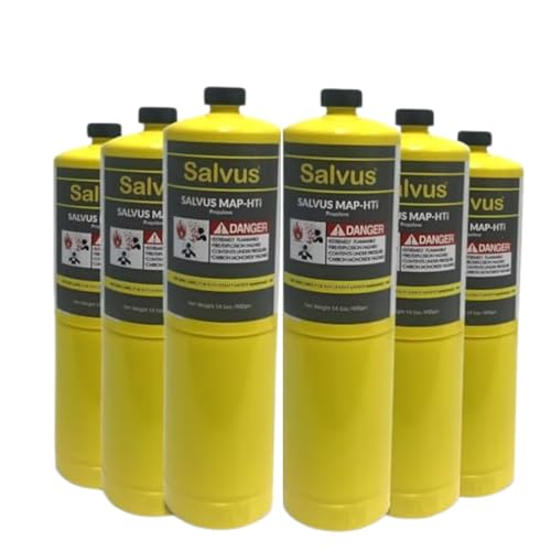 INTERGAS Salvus MAP-HTi Propylene Gas Cylinder – 400g High Purity >99.5% MAPP Gas – Hotter Flame Torch Fuel – CGA600 Torch Heads Compatible – Plumbing, Brazing, Welding & Soldering – Pack of 3