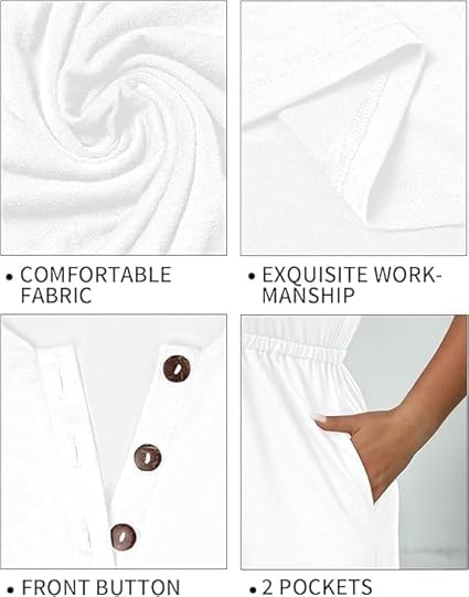 Image of Holipick Women's Plus Size Summer Dresses for Women Casual Dress with Pockets A-Line Swing Button Down Sleeveless V Neck