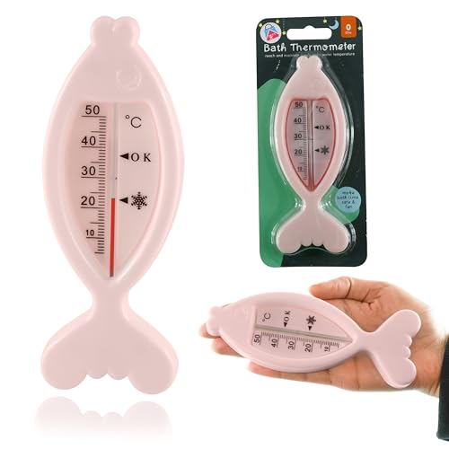 SRV Hub Termómetro de agua para bebé a prueba de agua, prueba de temperatura esencial para el cuidado infantil, termómetro en forma de pez para bañera de color rosa, tamaño-15,5 cm