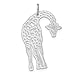 Bijou 14k White Gold Flat Back Brushed Diamond Cut Cut Out Finish Giraffe Charm Pendant