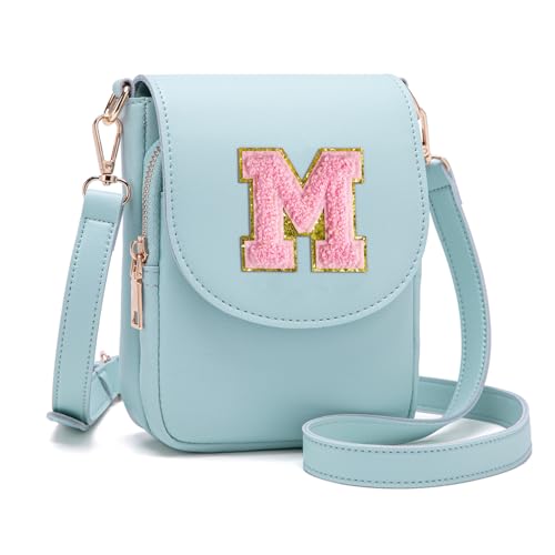 Image of Viverte Crossbody Purse for Teen Girls Small Initial Cell Phone Toddler Purse Leather Triple Compartment Crossbody Bags