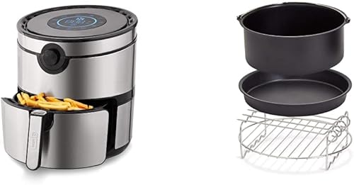Dash DFAF600GBSS01 AirCrisp Pro - Freidora de aire eléctrica cocina de horno 6 cuartos de galón acero inoxidable y freidora de aire DFAF450UP1 de
