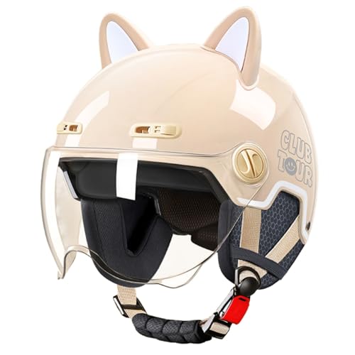 Gjckopiufa GJCKOPIUFA Beige Jethelm mit Katzenohren