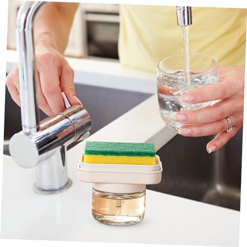 Image of Automatic Dish Soap Dispenser with Sponge Holder for Kitchen Sink Liquid Soap Pump Space-Saving Design for Organized Dishwashing