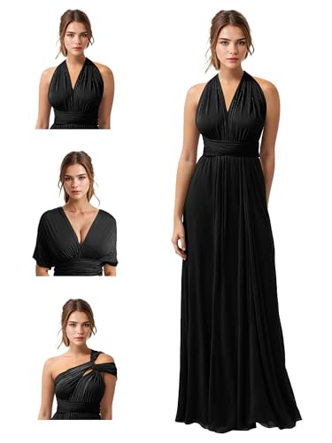 Image of JAEDEN Bridesmaid Dresses Multiway Convertible - Long Bridesmaid Dresses Chiffon Pleat 2026