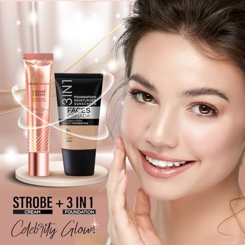 Image of FACES CANADA Strobe Cream Mini- Peach, 18ml | Primer + Highlighter + Moisturizer | Shea Butter & Hyaluronic Acid | Intense Hydration | Flawless Radiant Dewy Skin | Illuminating & Glowing Makeup Base