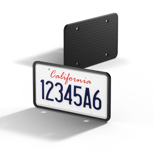 Spigen Car License Plate Frame Holder (Rattle Proof and Weather Proof) [1 Pack] with Screws & Installation Kit Designed for New Tesla Model Y Juniper, Model 3/Y/S/X/Cybertruck & All Cars (Black)