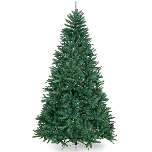 COSTWAY Sapin de Noël Artificiel 225 cm, 2254 Branches en PVC, Support en Métal Pliable, à Charnières, Arbre de Noël, Installation Rapide, pour Maison, Bureau, École, Vert