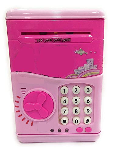Image of Cable World Money Safe ATM Kids Piggy Savings Bank with Electronic Lock Piggy Bank ATM with Password (Assorted Color) (Multi Design)