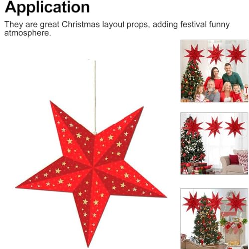 Image of CraftVatika Christmas Assorted 3D Paper Star Shaped Lantern Lampshade for Xmas Party Hanging Ornament Christmas New Year Wedding Decoration Home Party Hanging Decorations Xmas Gifts (1 Pcs)