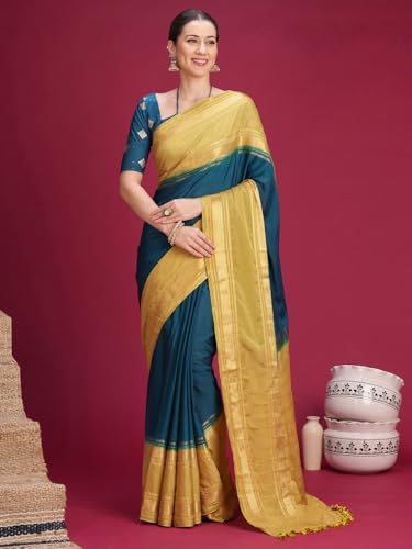 Image of AKHILAM Women's Mysore Silk Ombre Woven Design Saree With Unstitched Blouse Piece (KUSUM4101 NSM Parent)