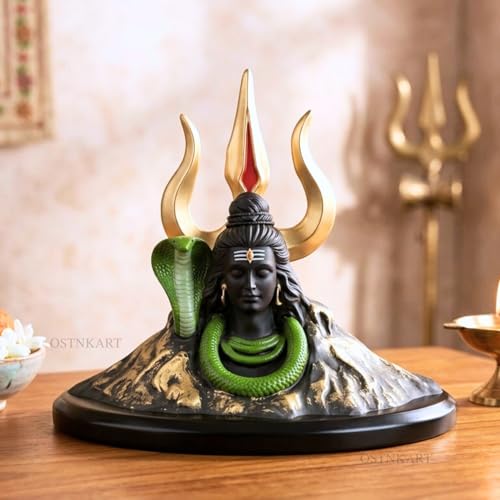 Image of Adiyogi Shiva Idol for Car Dashboard 4 Inch Black Gold Resin Shiv Ji Statue | Spiritual Home Decor for Pooja Room Office Living Room | Gift for Birthday Anniversary Housewarming.