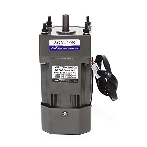 60W 110V Electric Ac Gear Motor Reducer With Speed Controller, Single-Phase Motor High Torque Electric Variable Speed Adjustable Controller Governor Gear Motor, Reduction Ratio 1:10, Torque 3.8Nm #TOP1