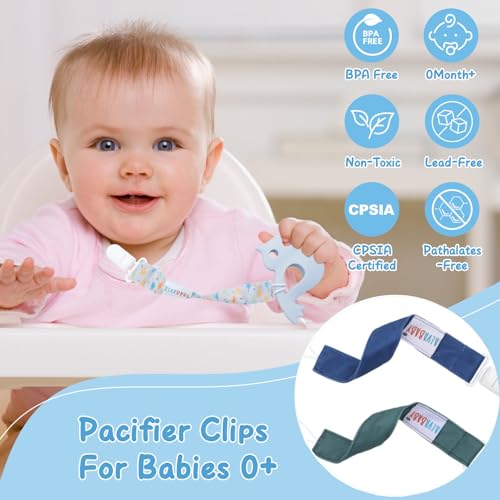 Image of ALVABABY Baby Pacifier Clips Paci Universal Holder Leash Pacifier Clip Binky Holder for Teether Soothie 8 Pack 8DP11A