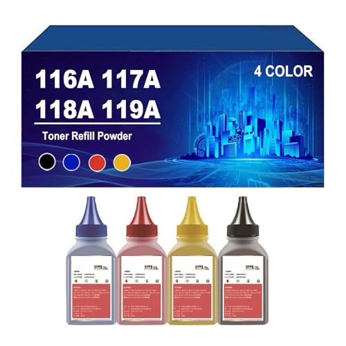 116A 117A 118A 119A Recarga De Tóner En Polvo para HP Laser MFP 179fnw, 178nw Y 150a Y 150nw Impresoras. Recarga De Tóner En Polvo De Alta Capacidad,4 Colors-1 Set