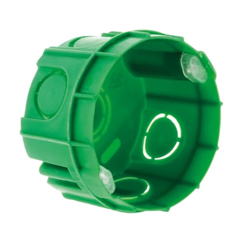 Zenitech - Scatola da Muratura Ø 67 mm P 40 mm - Verde - Compatibile con Apparecchi a Vite e Graffe - Resistenza al Fuoco 850° - Per Muri in Cemento o Mattoni - Con Viti - Da Sigillare con Gesso