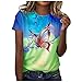 yuwo T-shirt à manches courtes et col rond pour femme Imprimé papillon, Vert, XL