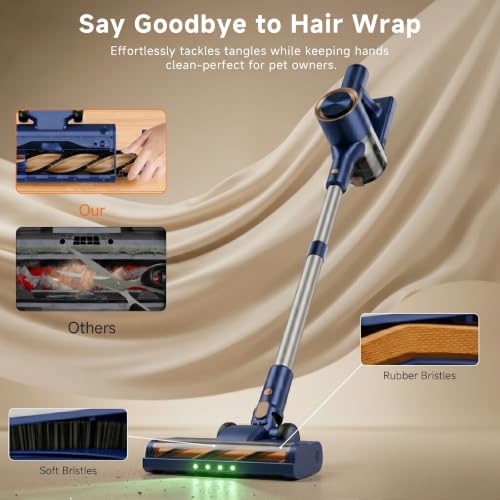 Image of Cordless Stick Vacuum Cleaner - Rechargeable,45Kpa Powerful Suction Vacuum for Home,45Mins Runtime,Detachable Battery,Anti-Tangle, 8 in 1 Lightweight Vacuum for Pet Hair Carpet Hardwood, Blue