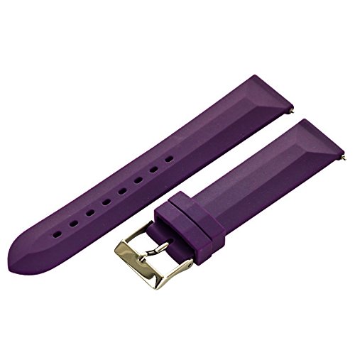 Clockwork Synergy - 2- Piece Ss Divers Silicone Watch Band Strap 18mm - Purple - Male and Female Watches