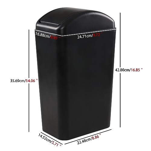 Caneca de basura pequeña 12 litros con tapa basculante negra miniatura 2