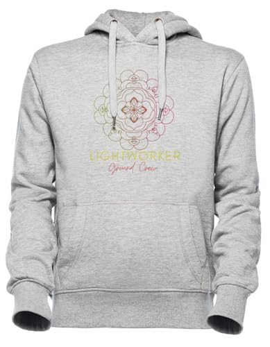 Sweat à capuche gris Luxogo Lightworker Crew brodé mandala pour homme et femme style unisexe