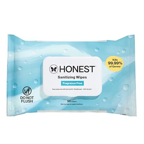 The Honest Company Fragrance-Free Sanitizing Alcohol Wipes, Antibacterial Safe for