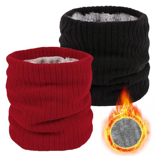 Image of Winter Fleece Neck Warmer Mens Ski Mask Face Warmer Neck Gaiter Neck Scarf Women Thick Windproof 2 Pack