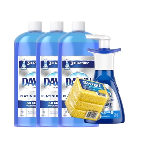 Swigii Scrub Sponges (3-Pack) Kit Featuring Dawn Platinum Powerwash Pump