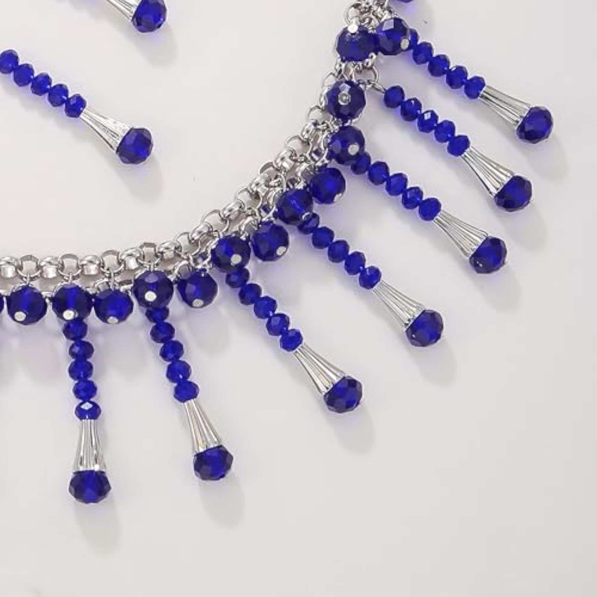 Women's Statement Beaded Necklace with Crystal Ball & Earrings Set